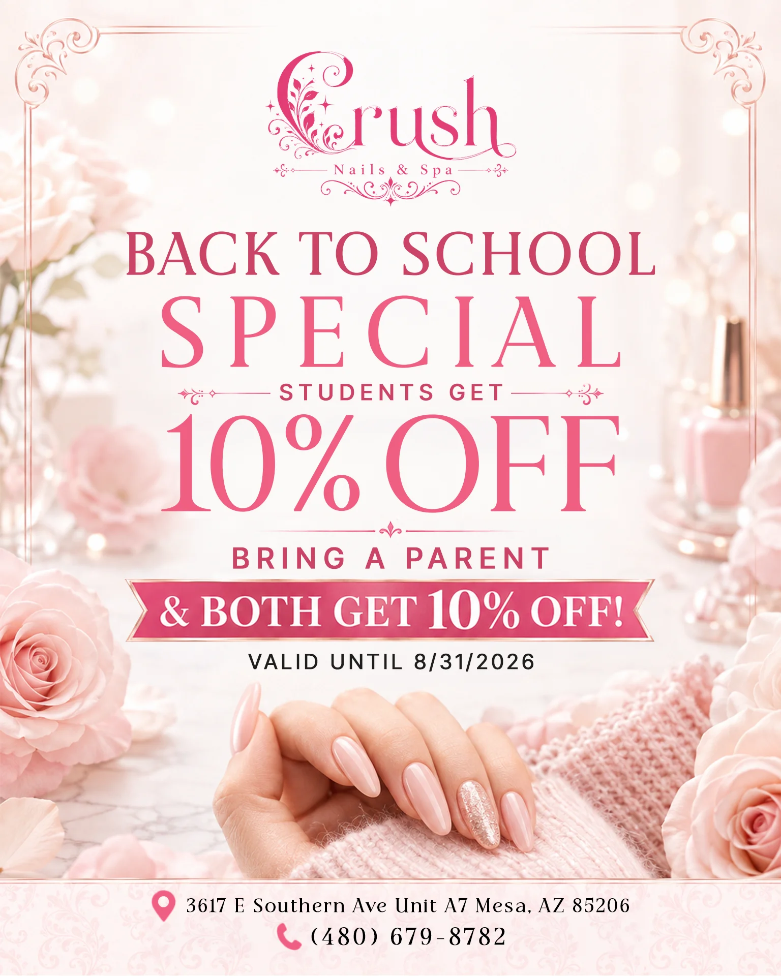Poster back to school CRUSH NAILS SPA